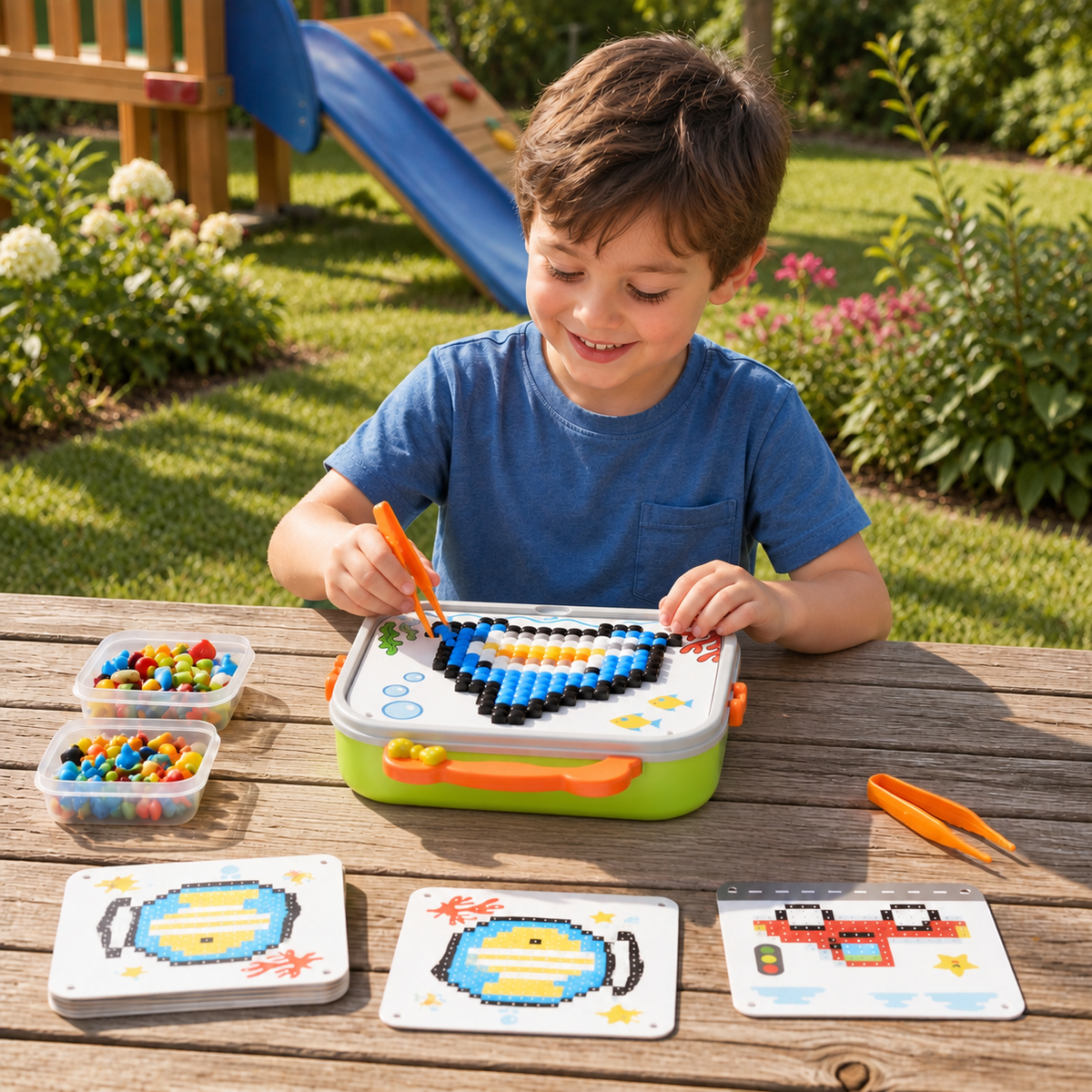 Montessori-Mosaik-Puzzle-Set für Kinder mit Pilzen und Steckstiften