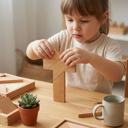 Holz-Tangram-Puzzle – Montessori-Geometrie-Lernspielzeug für Kinder
