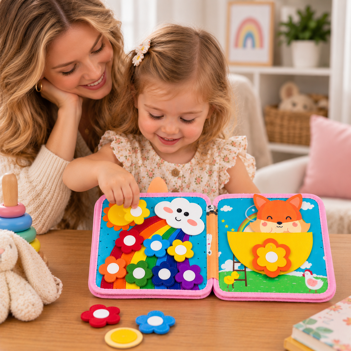 Montessori-Tast- & Fühl-Sensorik-Busy-Book für Kleinkinder