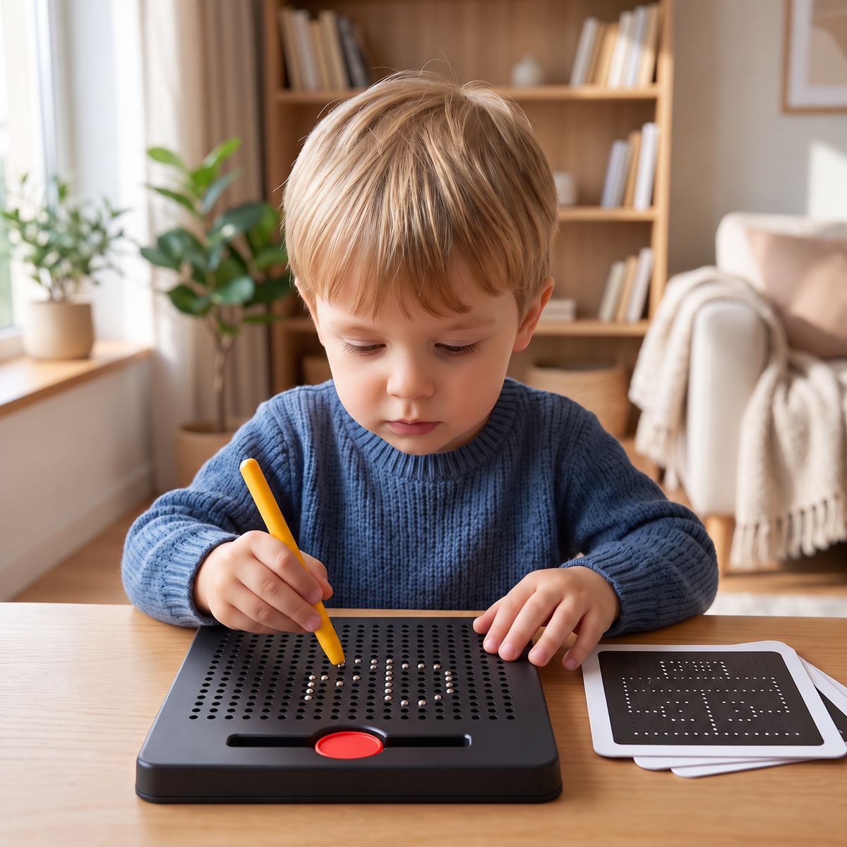 2-in-1 Magnetische Schreib- & Zeichentafel mit aufsteckbaren Formen für Kinder