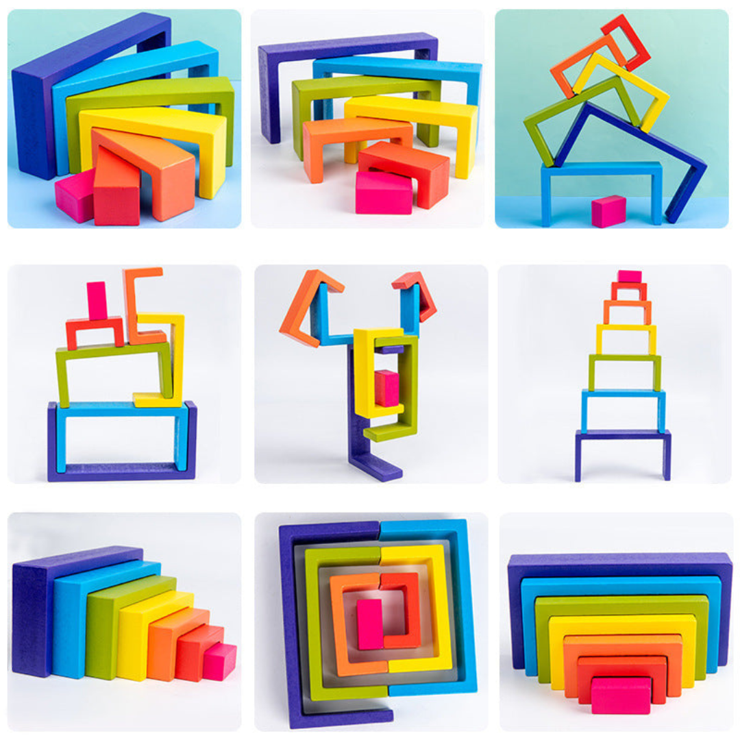 Montessori-Bunte Holzbausteine