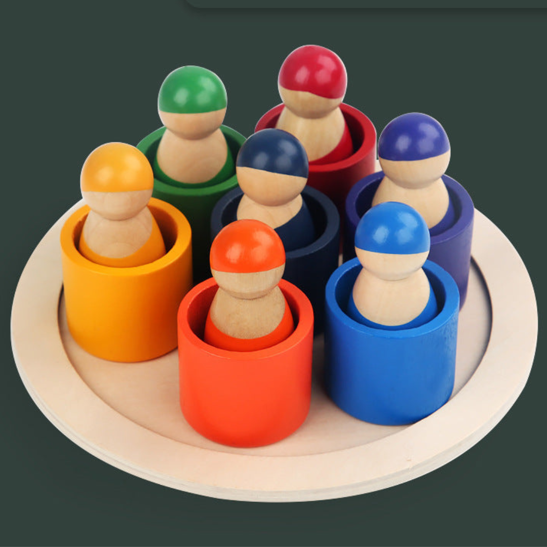 Montessori-Bunte Holzbausteine