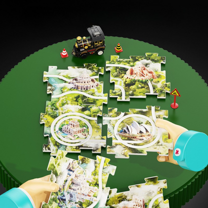 Weihnachts-Puzzle-Eisenbahn – 4-teiliges Set