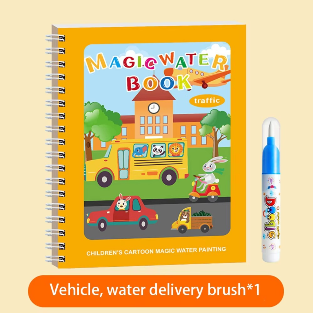 Magisches selbstlöschendes Wassermalbuch-Set für Kinder mit Wasserpinsel