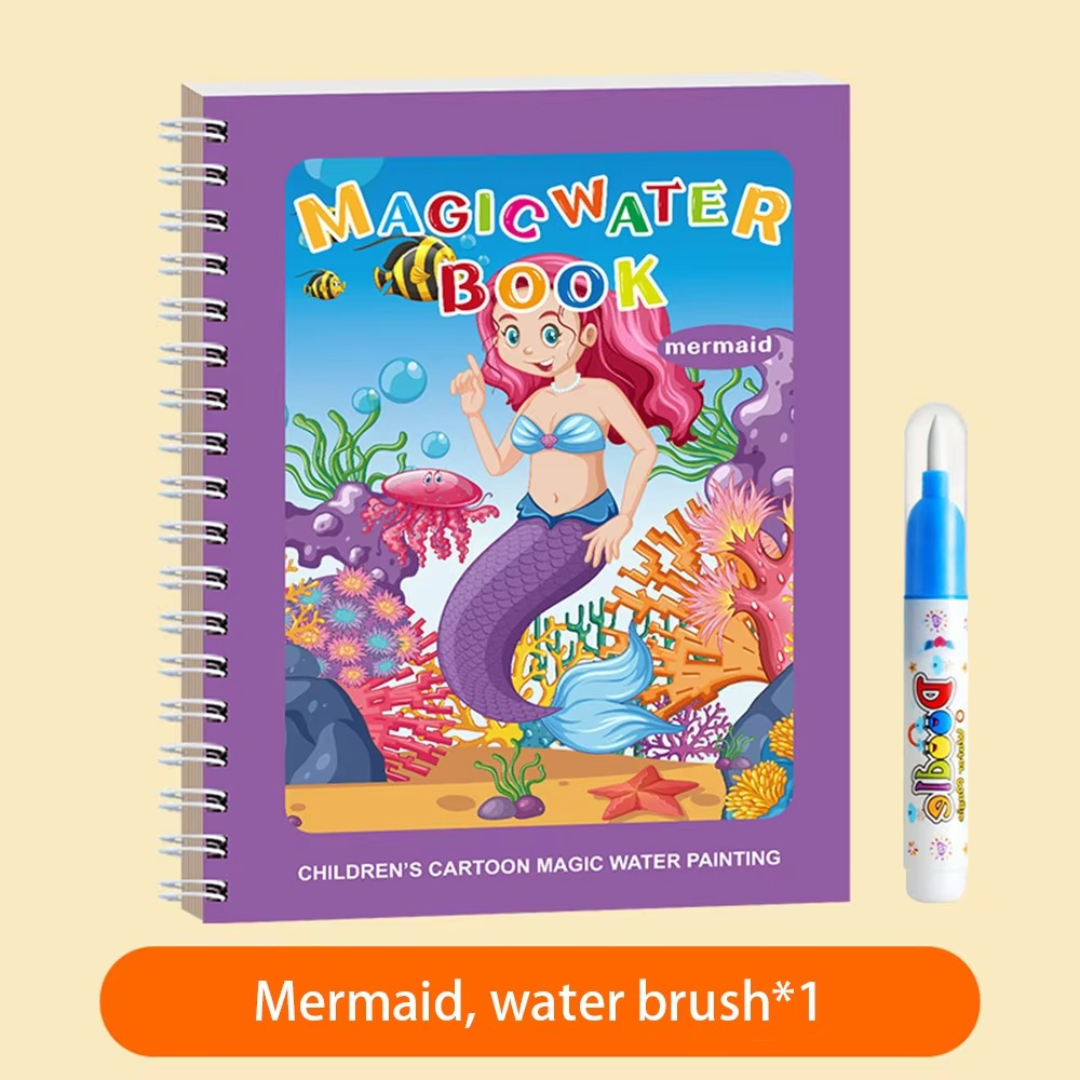 Magisches selbstlöschendes Wassermalbuch-Set für Kinder mit Wasserpinsel