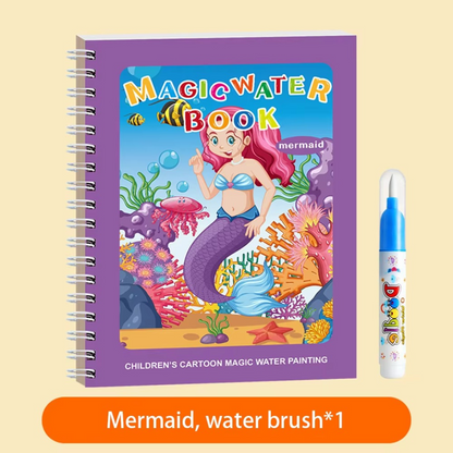 Magisches selbstlöschendes Wassermalbuch-Set für Kinder mit Wasserpinsel
