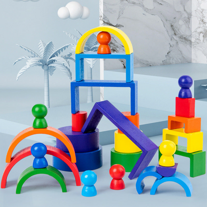 Montessori-Bunte Holzbausteine