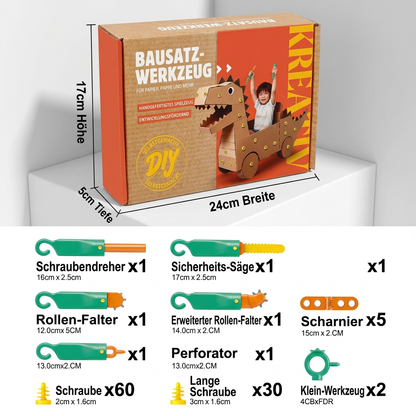 Sicheres 100-teiliges MINT-Konstruktionsset aus Pappe mit Werkzeugset für Kinder