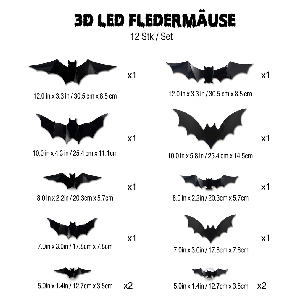 3D-LED-Halloween-Fledermaus-Wanddekoration mit Farbwechsel-Lichtern