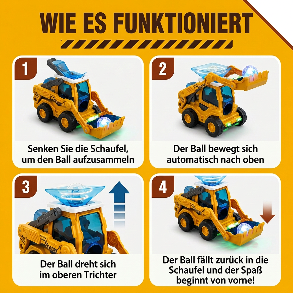 Musikalischer Leucht-Bagger mit automatischer Ball-Schaufelfunktion