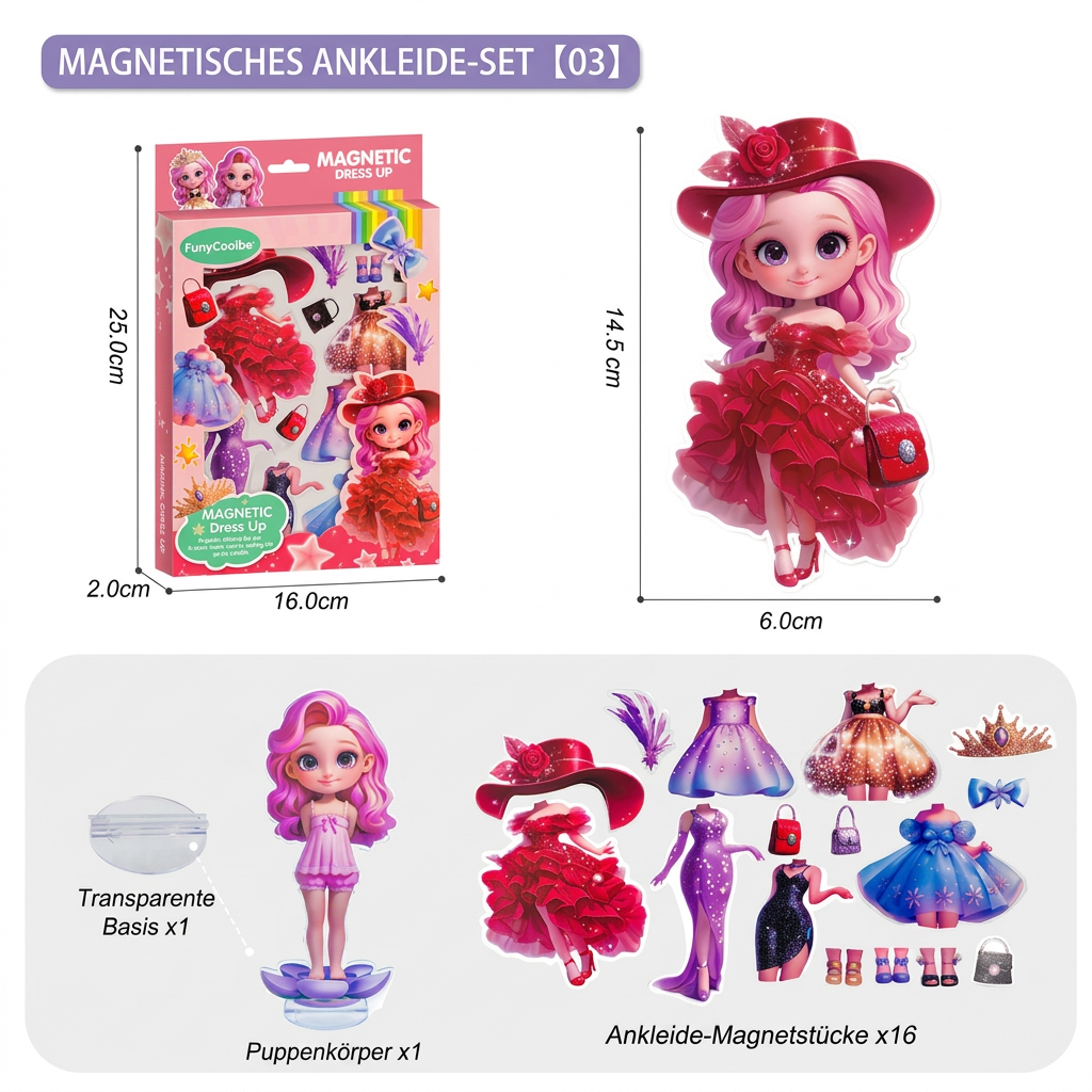 Magnetisches Ankleidepuppen-Set mit austauschbaren Outfits