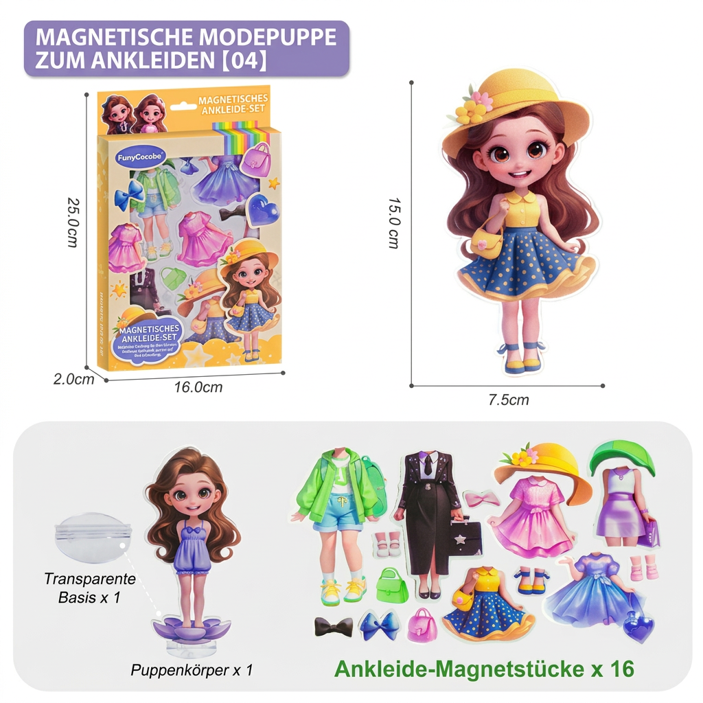Magnetisches Ankleidepuppen-Set mit austauschbaren Outfits