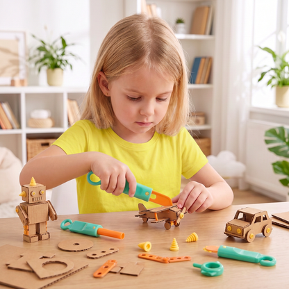 Sicheres 100-teiliges MINT-Konstruktionsset aus Pappe mit Werkzeugset für Kinder
