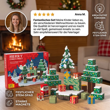 54-teiliges Weihnachts-Magnetbausteinset – Festliches MINT-Konstruktionsspielzeug