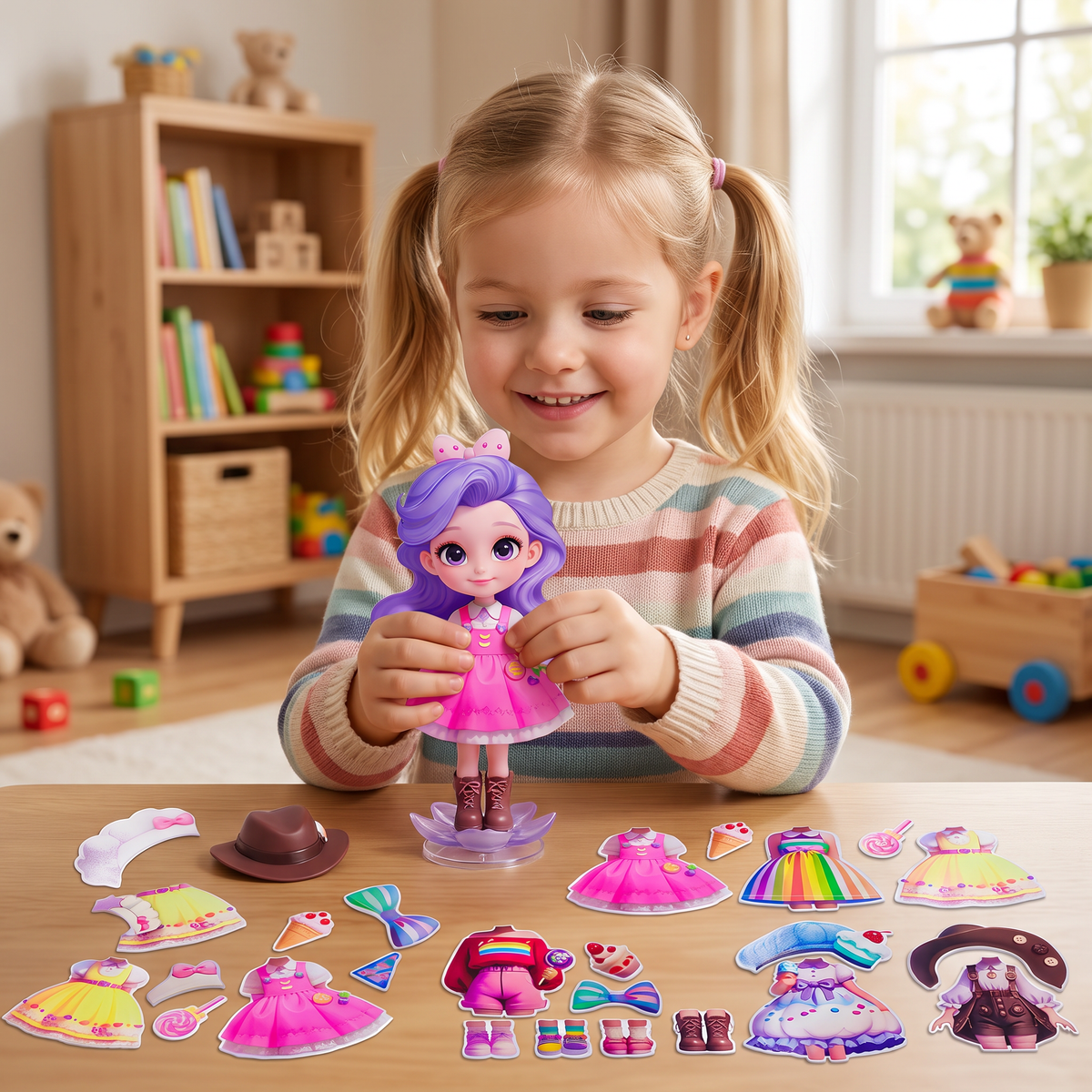Magnetisches Ankleidepuppen-Set mit austauschbaren Outfits