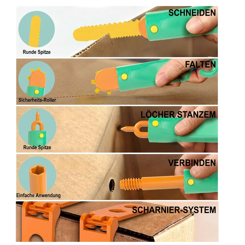Sicheres 100-teiliges MINT-Konstruktionsset aus Pappe mit Werkzeugset für Kinder
