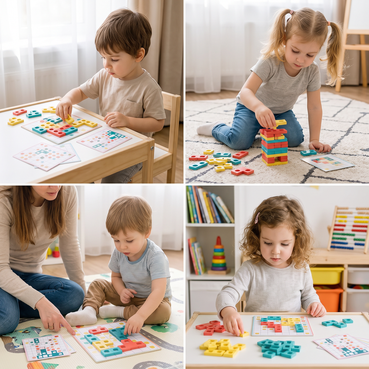 Montessori Holz-Formenpuzzle – Farben- & Logik-Denkspiel für Kinder