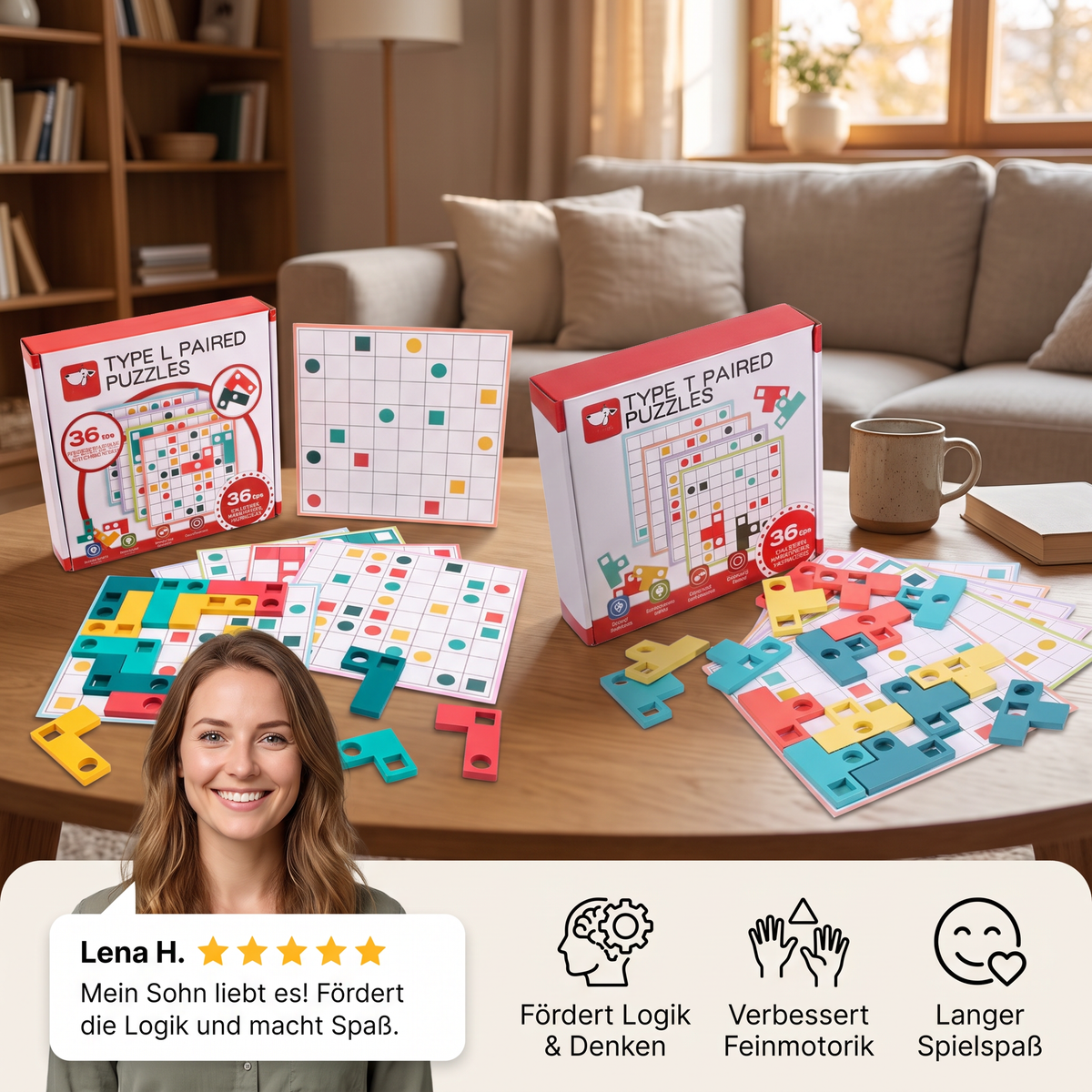 Montessori Holz-Formenpuzzle – Farben- & Logik-Denkspiel für Kinder