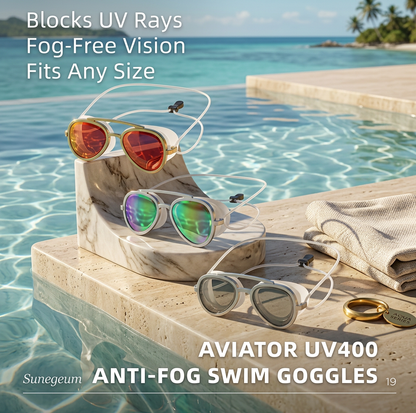 Pro Aviator Swim Goggles – UV400 Protection, Anti-Fog & Full Coverage Fit