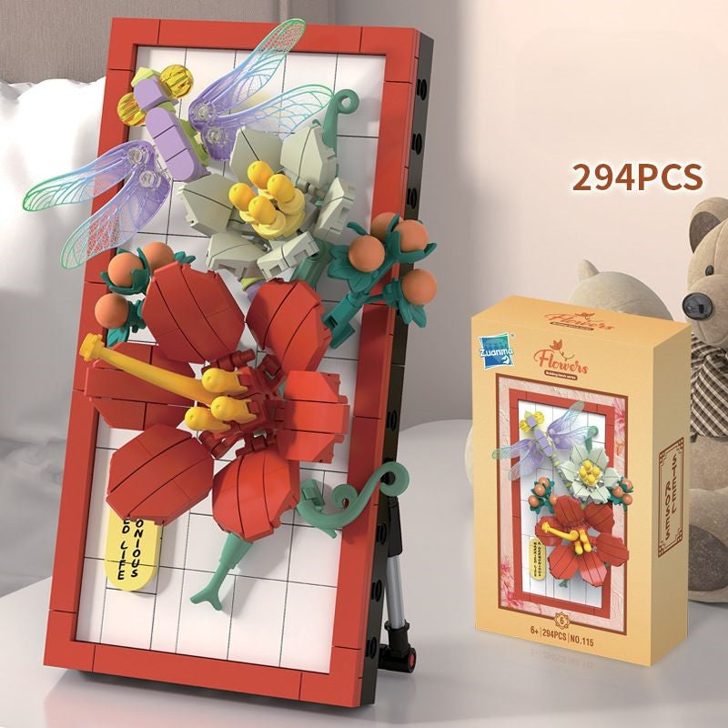 DIY-3D-Naturrahmen-Bausteinset – Blumen & Insekten