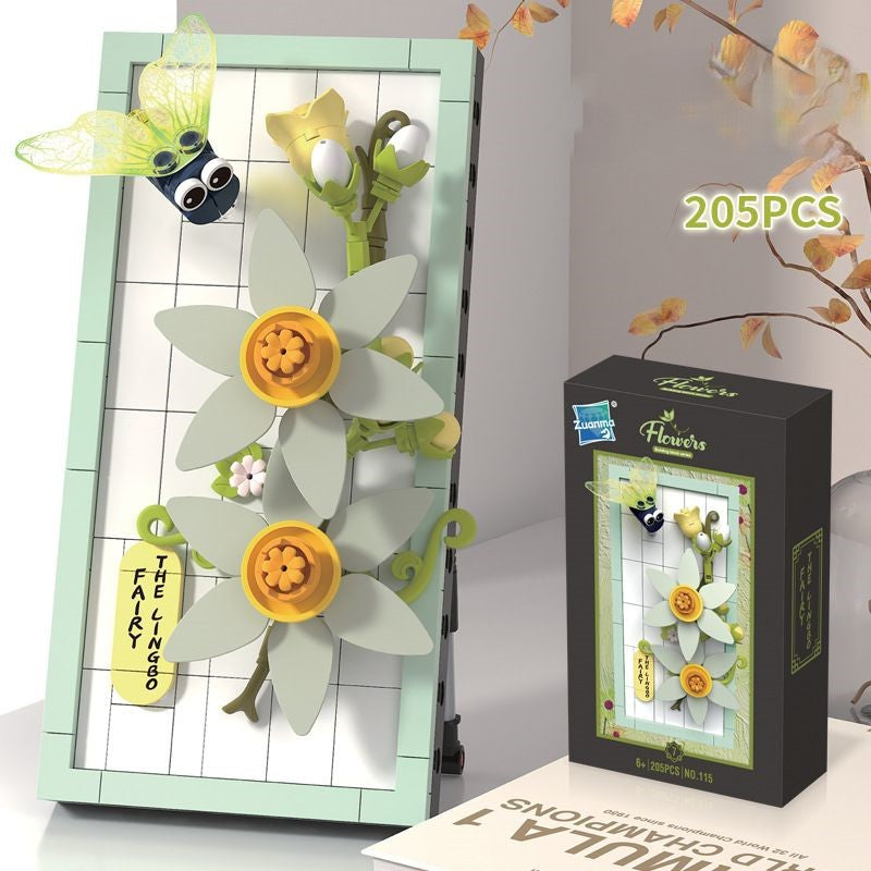 DIY-3D-Naturrahmen-Bausteinset – Blumen & Insekten