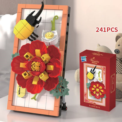 DIY-3D-Naturrahmen-Bausteinset – Blumen & Insekten