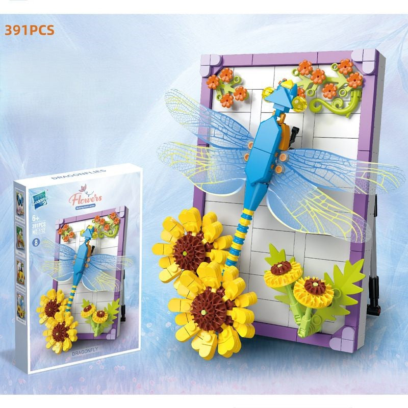 DIY-3D-Naturrahmen-Bausteinset – Blumen & Insekten