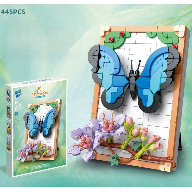 DIY-3D-Naturrahmen-Bausteinset – Blumen & Insekten