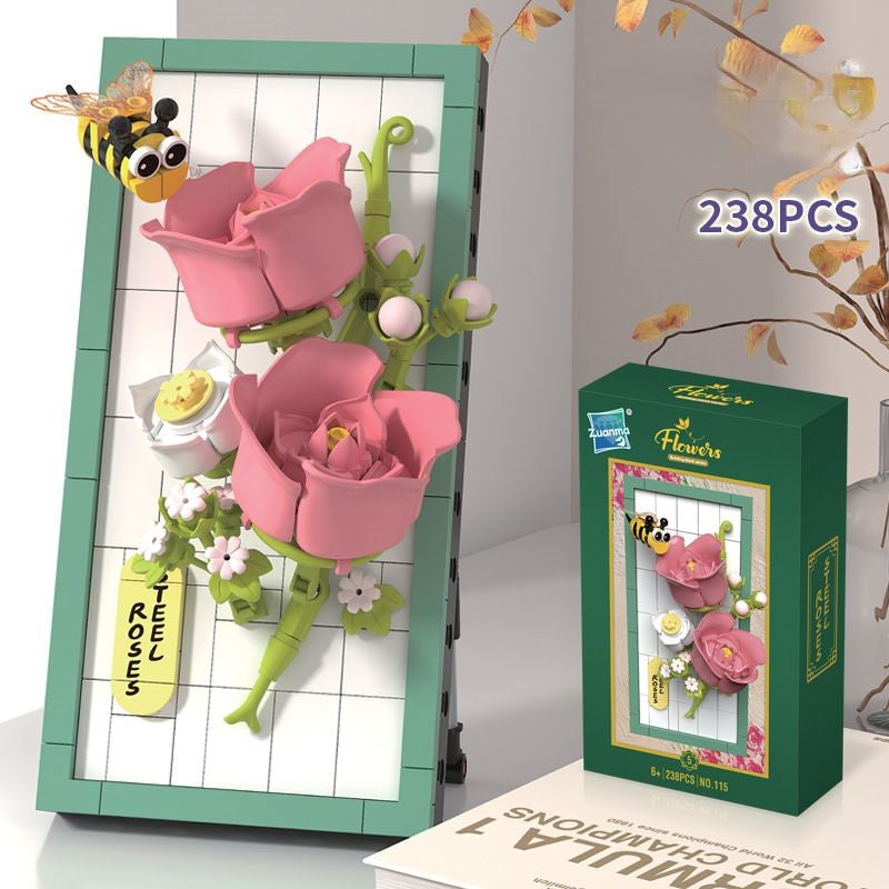 DIY-3D-Naturrahmen-Bausteinset – Blumen & Insekten