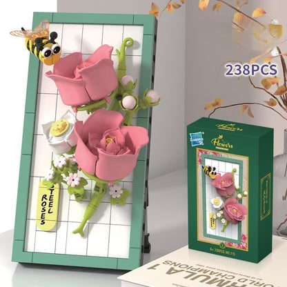 DIY-3D-Naturrahmen-Bausteinset – Blumen & Insekten