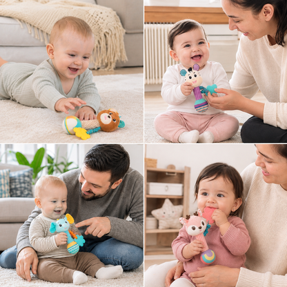 Beruhigendes Silikon-Plüschspielzeug für Babys beim Zahnen