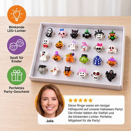24er-Pack blinkende LED-Halloween-Ringe für Kinderpartys & Süßigkeitentüten