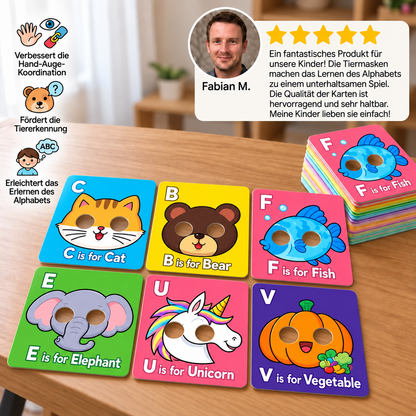 Lernkarten mit Alphabet und Tiermotiven