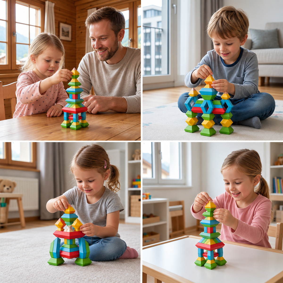 Kinderfreundliche Montessori-Stapelsteine