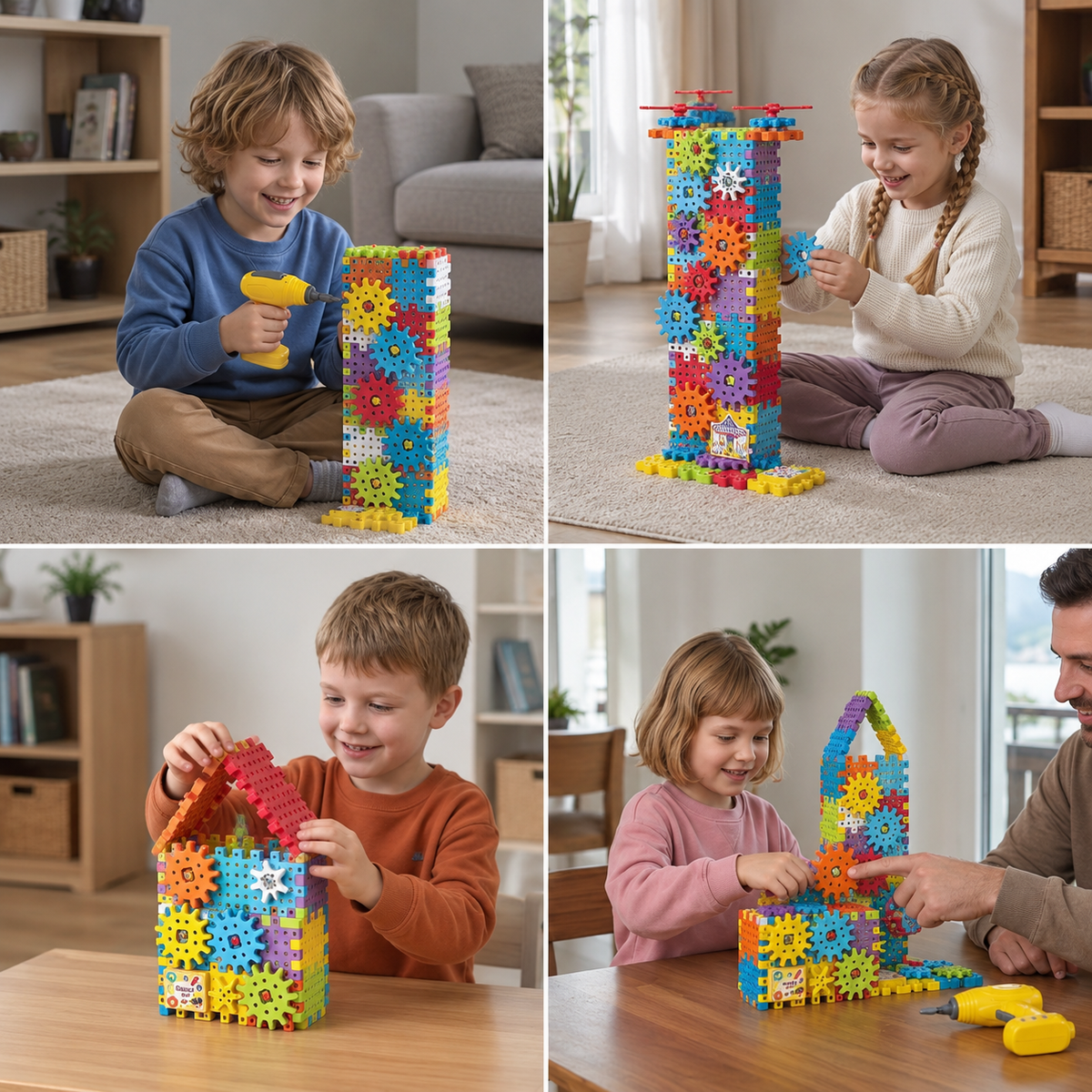 Montessori 3D-Zahnrad- und Puzzlebausteine
