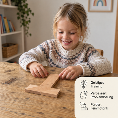 Holz-Tangram-Puzzle – Montessori-Geometrie-Lernspielzeug für Kinder