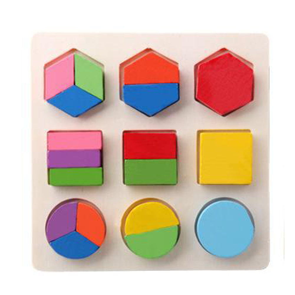 Einfaches Montessori-Holzpuzzle mit Formen und Farben für Kleinkinder