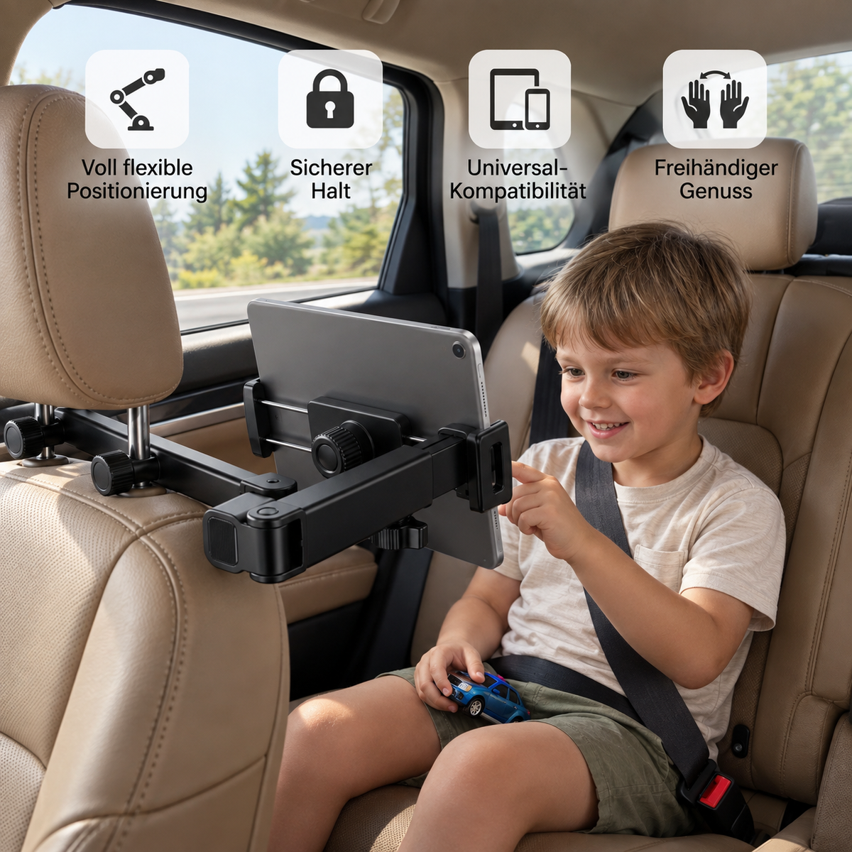 Um 360° drehbarer Tablet-Halter für die Kopfstütze im Auto – Halterung für Tablets auf dem Rücksitz