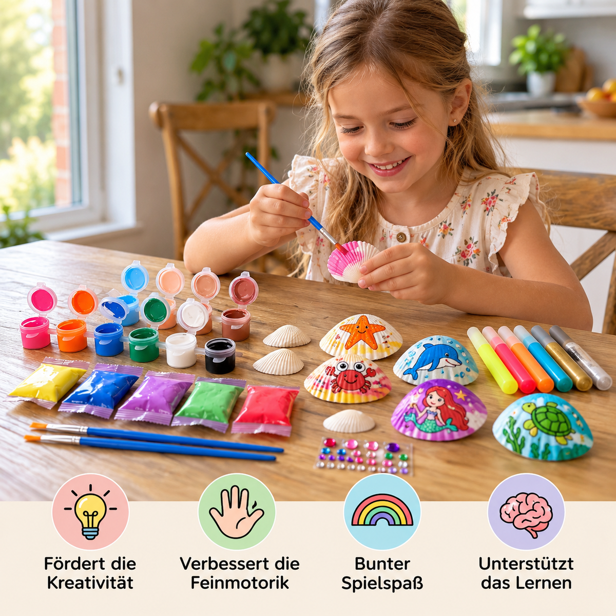 Glow-in-the-Dark Muschel-Malset – Leuchtendes DIY-Bastelset