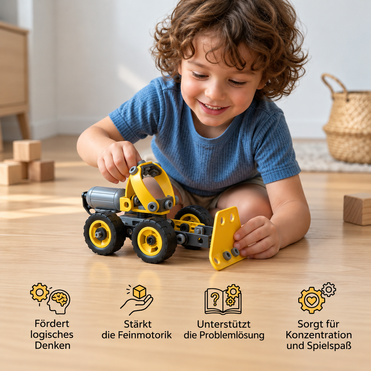 10-in-1 Kreatives elektrisches Baustellenfahrzeug-Bauset für Kinder