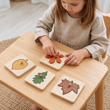 Montessori-Blätter-Puzzle aus Holz