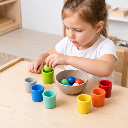 Montessori Holz-Sortierset zur Farbenerkennung
