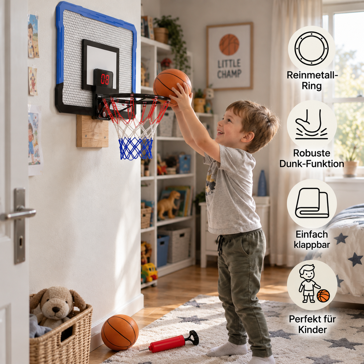 Mini Basketballkorb für Kinder – Wand- & Türkorb Set für Zuhause