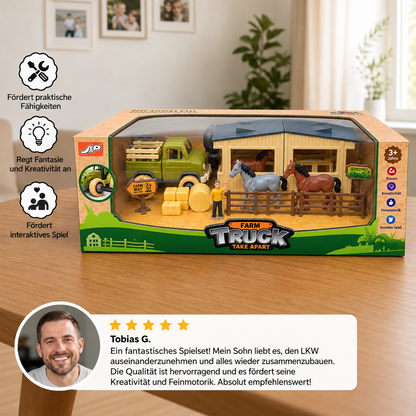 DIY zerlegbares Bauernhof-LKW- & Pferdestall-Spielset für Kinder