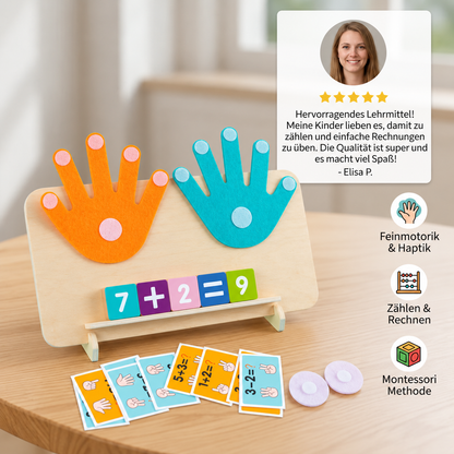 Montessori-Lernspiel für Mathematik mit Fingerübungen