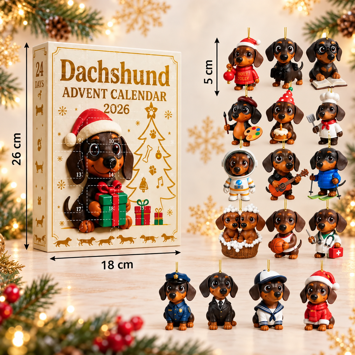 24-Tage Dackel-Adventskalender mit Überraschungsfiguren