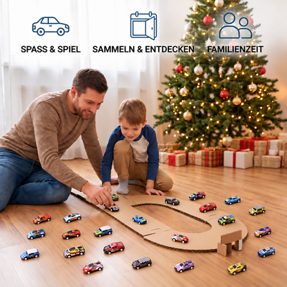 24-Tage-Rennauto-Adventskalender mit Überraschungs-Spielzeugautos