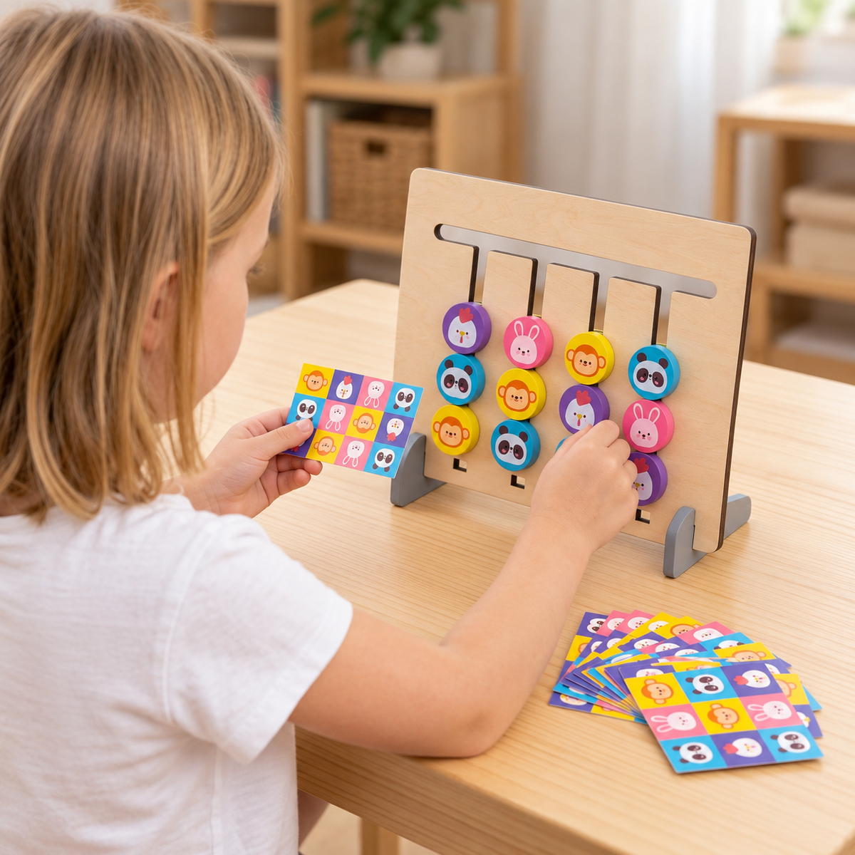 Montessori-Lernspiel aus Holz für Formen und Farben