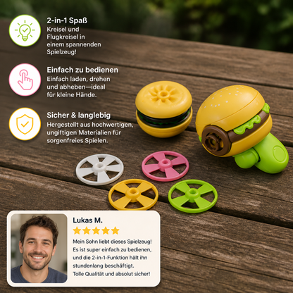 2-in-1 Kreisel & fliegender Spinner mit Starter für Kinder
