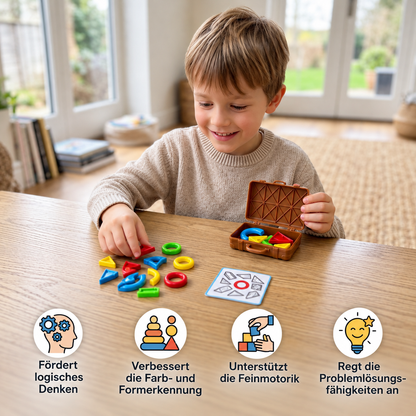 Montessori Farb- & Formensortier-Koffer – Kofferpacken-Geschicklichkeitsspiel für die Familie